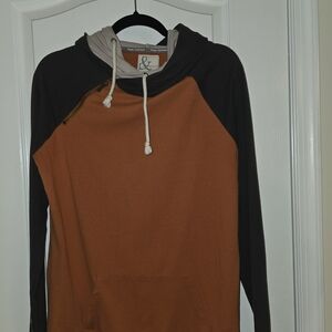 AMPERSAND AVE Two-Tone Brown and Black Hoodie